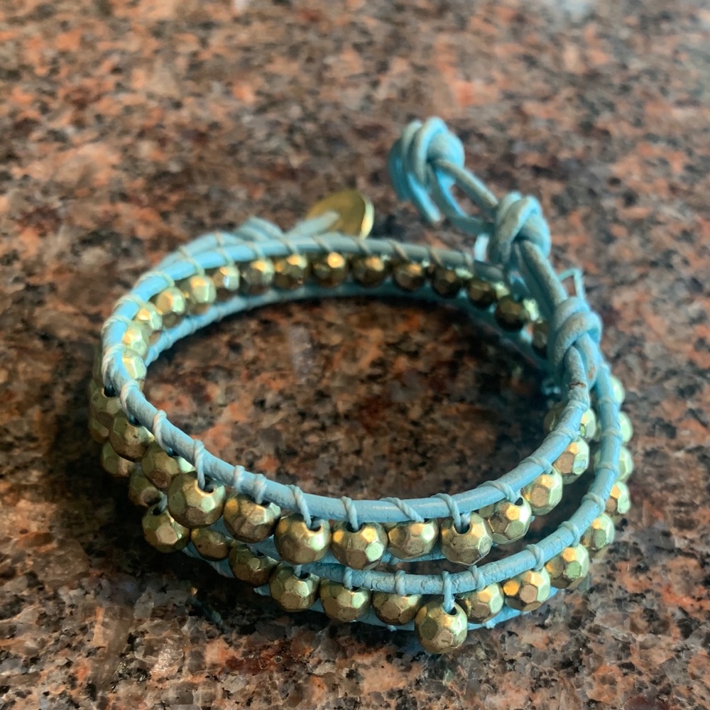 Chan luu turquoise and gold wrap bracelet